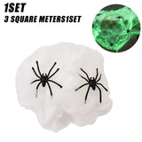 Halloween Glow in Dark Fake Cobwebs, Spider-Stretchy Spooky Web Decor