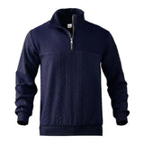 Men’s Stand Collar Half-Zip Sweatshirt – Warm Long Sleeve Pullover