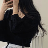 Women's White Knit Cardigan Korean Style Lace-Up Summer Top