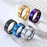 Simple 8mm Rings Titanium Stainless Steel Rings For Men Women Matte Brushed