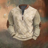 Men’s 3D Printed – Stand Collar Long Sleeve Pullover Sweater