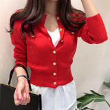 Women's Long Sleeve O-Neck Slim Fit Single-Breasted Button Cardigans Casual Knitted winter Sweater