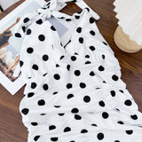 Women's Polka Dot Print V-Neck Sleeveless Backless Tank Tops