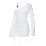 Women's Ruched Lace-Up Sheer Mini Party Dress Summer 2026
