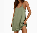 Summer Sleeveless Vest Dress Pocket Sports Short Skirt