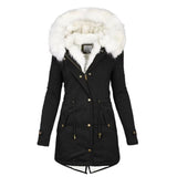 Slim Fur Hood Puffer Long-Sleeve Down Winter Jacket, Coat for Women