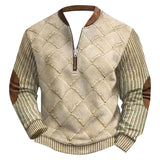 Men’s Patchwork Sweatshirt – Stand Collar Long Sleeve Casual Top