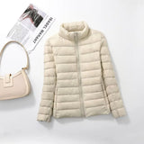 Women's Puffer Windproof Warm Lightweight Hoodless Duck Down Packable Winter Jackets/Coat