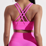 Women's Fitness Sport bra top cross back With chest pad