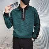 Men’s Half-Zip Polo Sweater – Loose Fit Long Sleeve Casual Top