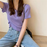 Summer Trendy Short Sleeve T-Shirt Women Slim Fit Top