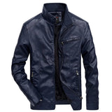 Men Autumn Winter Leather Jacket Coat Men's Retro Stand Collar Motorcycle Warm Fleece PU Leather Jacket for Men Clothes MY497