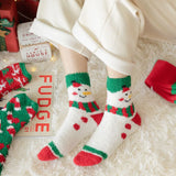 Christmas coral fleece warm and thick winter socks snowman floor socks