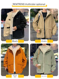 Berber Fleece Outerwear Men's  Winter Fleece-lined Thickened Casual Loose Hood Jacket Boys Double-Sided Wear Winter clothes Cotton-Padded Coat