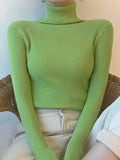 Women's High-Neck Knitted Turtleneck Slim-Fit Long-Sleeve Anti-Pilling Casual Elegant Plain Sweater