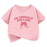 I'm Literally Just A Girl Bow T-shirt Girls Kids Casual Top Tee