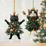 Cute Cat Xmas Tree Ornaments Hanging Decor for Car & Backpack Gifts