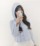 Women's Korean Stripe V-Neck Sun Protection Shirt Top