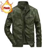 Men Autumn Winter Leather Jacket Coat Men's Retro Stand Collar Motorcycle Warm Fleece PU Leather Jacket for Men Clothes MY497