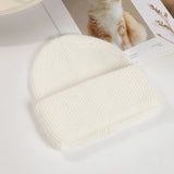 Women's Rabbit Fur Winter Hat Warm Beanie Solid Color Cap