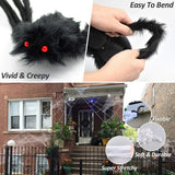 Huge Black Plush Spider Halloween Props (50-200cm Decor for Party Web)