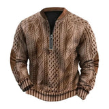 Men’s Rhombus Texture Half-Zip Sweatshirt – Fall Winter Pullover