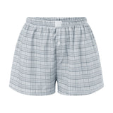 Women’s Y2K Retro Cleanfit Plaid Print Elastic Loungewear Loose Shorts