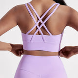 Women's Fitness Sport bra top cross back With chest pad