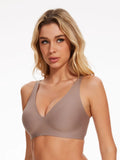 Women's Underwear Wire-Free Seamless Deep-V Full-Cup Bra