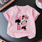 Minnie Mouse Girl Number T-Shirt Pink Birthday Party Clothes