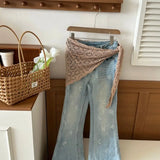 Knitted Triangle Scarf Fake Collar Crochet Flower Cape Cloak