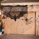 Black Bat Lace Halloween Tablecloth & Fireplace Mantel Scarf Cover