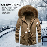 Men's Thick Warm Winter Jackets Top Long Fleece Parkas Plus Size Stand Collar Coats