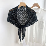 Knitted Triangle Scarf Fake Collar Crochet Flower Cape Cloak