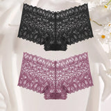 2Pcs Lace Four Shorts Women's Panties Floral Underwear S-XL