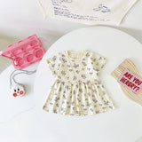Sanlutoz Kids Girls Cotton Dress Short Sleeve Summer Style