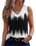 Fashionable Floral Print V-Neck Tank Top Women's Summer Shirt