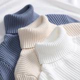 Women's High-Neck Knitted Turtleneck Slim-Fit Long-Sleeve Anti-Pilling Casual Elegant Plain Sweater