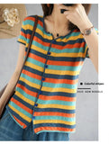 Fashionable Knitted Loose Thin Short-Sleeve Women's Top