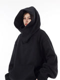 Winter Solid Color Ninja Turtleneck Hoodies For Women Y2K Vintage Fleece Sweatshirts Hip Hop Japanese Streetwear Oversized Hoodie