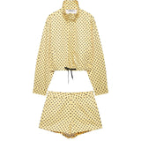 Women's Polka Dot Turtleneck Zipper Jacket with Pockets