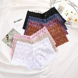 2Pcs Lace Four Shorts Women's Panties Floral Underwear S-XL