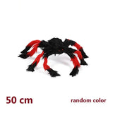 Huge Black Plush Spider Halloween Props (50-200cm Decor for Party Web)