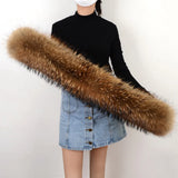 100% Real Fur Collar Women Raccoon Fur Scarf Warm Scarves Natural Fur Trim For Hood Man Coat Parkas Jackets Shawl Universal Down