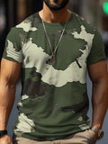 Camouflage-print stretch casual short-sleeved men's T-shirt