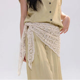 Knitted Triangle Scarf Fake Collar Crochet Flower Cape Cloak