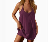 Summer Sleeveless Vest Dress Pocket Sports Short Skirt
