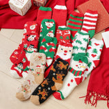 Christmas coral fleece warm and thick winter socks snowman floor socks