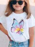 New 3D Butterfly Print Kids Girls T Shirt Summer Kids Clothe
