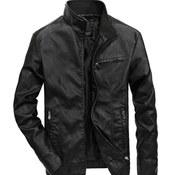 Men Autumn Winter Leather Jacket Coat Men's Retro Stand Collar Motorcycle Warm Fleece PU Leather Jacket for Men Clothes MY497